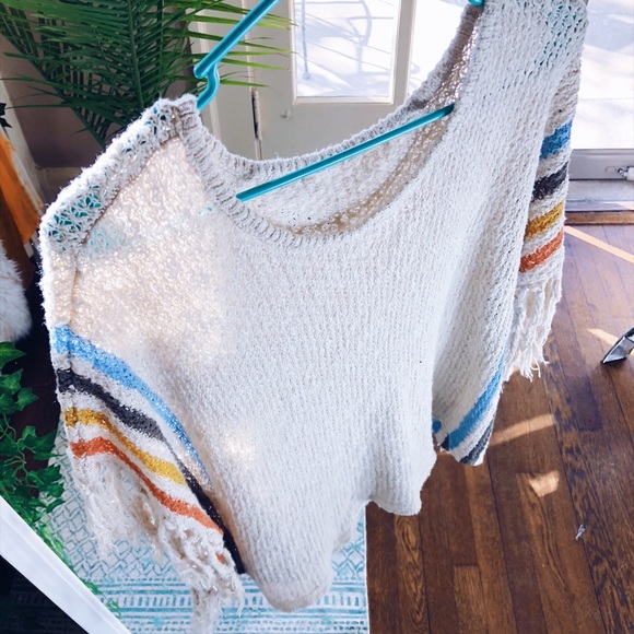Sweaters - Beachy Woven Knit Sweater Poncho Vibes B213